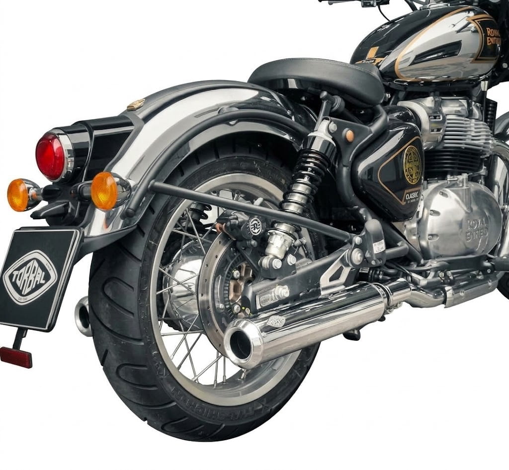 ponteira Slim instalada na Royal Classic 650 da marca Torbal