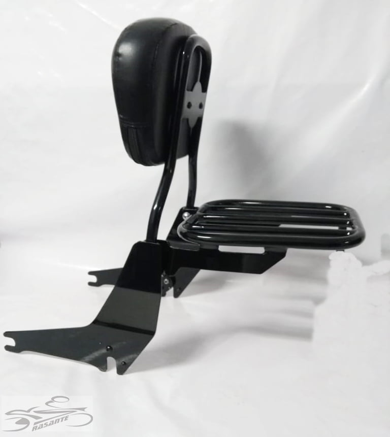 Sissy Bar Street Bob Harley Davidson Encosto com Grade Preto Cromado Lux Motos