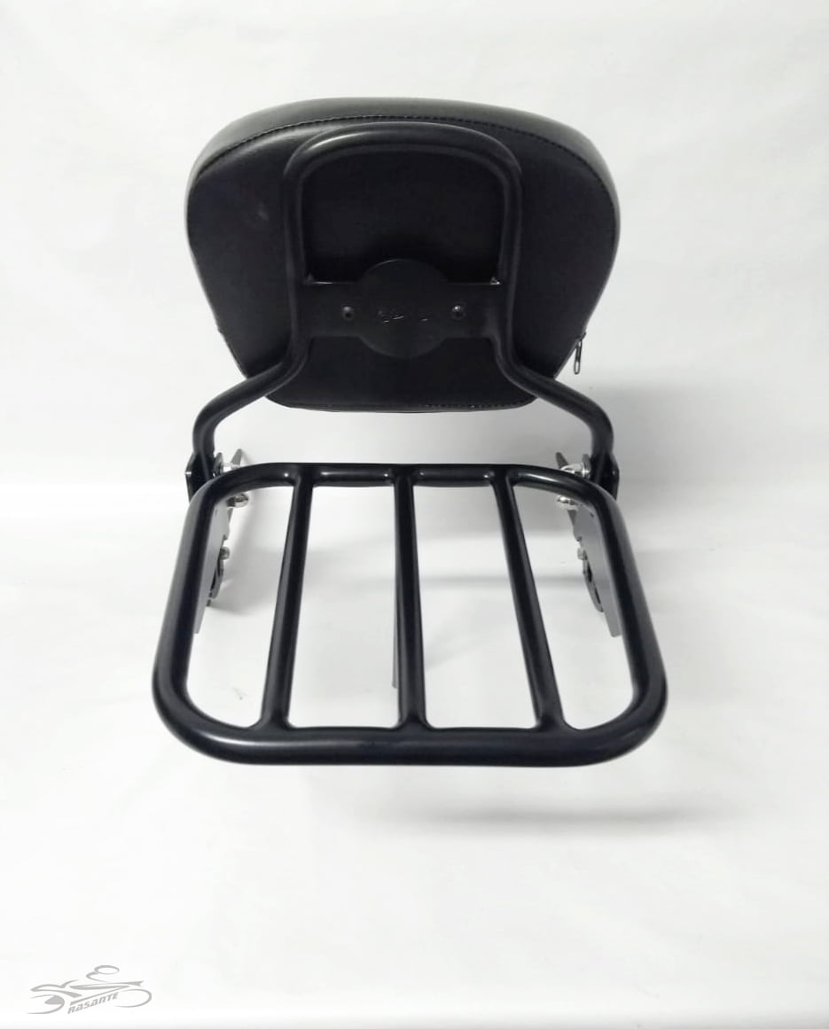 Sissy Bar Harley Street Bob Baixo Encosto com Grade Preto Cromado