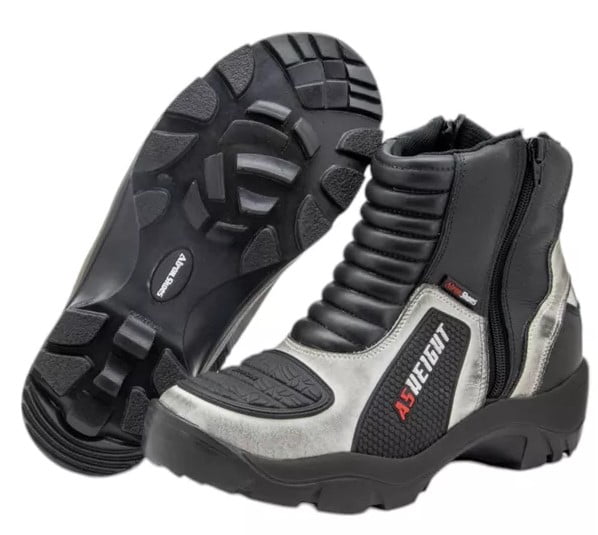 Bota Motociclista AS-HIGHT solado 9 cm Cano Curto Branco 
