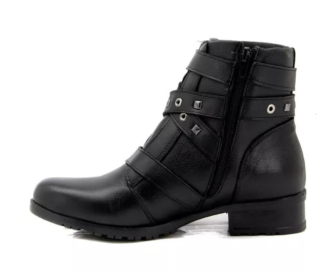 Para Andar De Moto Coturno Feminino Atron Couro Bota Motociclista