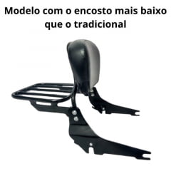Sissy Bar Harley Fat Boy Baixo Encosto com Grade Preto Cromado Rasante Sissy Bar Harley Fat Boy Baixo Encosto com Grade Preto Cromado Rasante