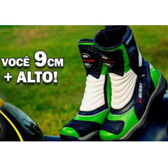 Bota Motociclista AS-HIGHT Solado 9 cm Cano Alto Preta