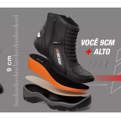 Bota Motociclista AS-HIGHT Cano Alto com Aumento 9 cm Preta Bota Motociclista AS-HIGHT Cano Alto com Aumento 9 cm Preta