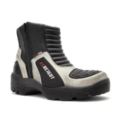 Bota Motociclista AS-HIGHT solado 9 cm Cano Curto Branco 