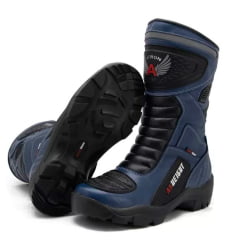 Bota Motociclista AS-HIGHT Cano Alto com Aumento 9 cm Azul Bota Motociclista AS-HIGHT Cano Alto com Aumento 9 cm Azul