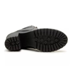 Bota Motociclista Feminina Com Cadarço Cano Curto Couro Preta