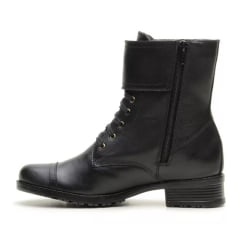 Bota Feminina Motociclista Cano Médio Couro Preta